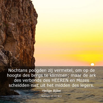 Picture 03 - Numberi 14:44 NLD - Nochtans poogden zij vermetel, om op de hoogte - Bible Verse Picture