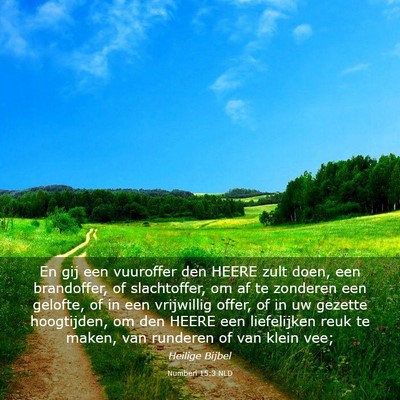 Picture 03 - Numberi 15:3 NLD - En gij een vuuroffer den HEERE zult doen, een - Bible Verse Picture