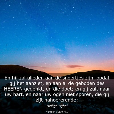 Picture 03 - Numberi 15:39 NLD - En hij zal ulieden aan de snoertjes zijn, opdat - Bible Verse Picture