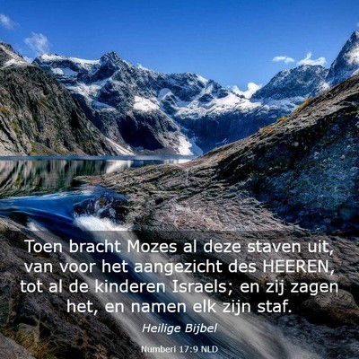 Picture 03 - Numberi 17:9 NLD - Toen bracht Mozes al deze staven uit, van voor - Bible Verse Picture