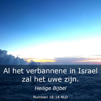Picture 03 - Numberi 18:14 NLD - Al het verbannene in Israel zal het uwe - Bible Verse Picture