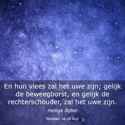 Picture 03 - Numberi 18:18 NLD - En hun vlees zal het uwe zijn; gelijk de - Bible Verse Picture