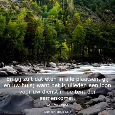Picture 03 - Numberi 18:31 NLD - En gij zult dat eten in alle plaatsen, gij en uw - Bible Verse Picture