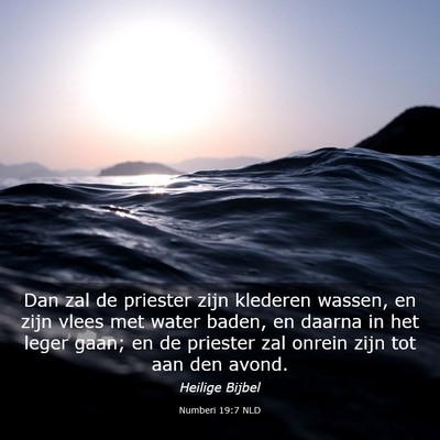 Picture 03 - Numberi 19:7 NLD - Dan zal de priester zijn klederen wassen, en zijn - Bible Verse Picture