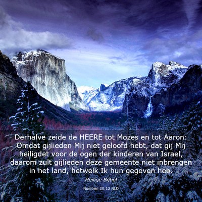 Picture 03 - Numberi 20:12 NLD - Derhalve zeide de HEERE tot Mozes en tot Aaron: - Bible Verse Picture
