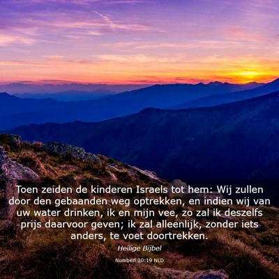 Picture 03 - Numberi 20:19 NLD - Toen zeiden de kinderen Israels tot hem: Wij - Bible Verse Picture
