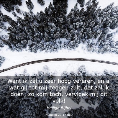 Picture 03 - Numberi 22:17 NLD - Want ik zal u zeer hoog vereren, en al wat gij - Bible Verse Picture