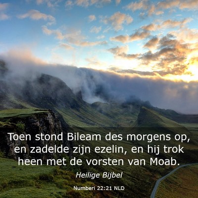 Picture 03 - Numberi 22:21 NLD - Toen stond Bileam des morgens op, en zadelde zijn - Bible Verse Picture