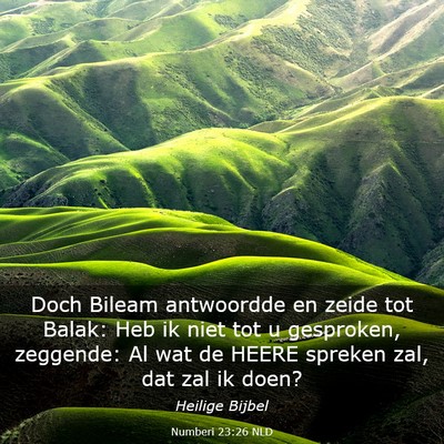 Picture 03 - Numberi 23:26 NLD - Doch Bileam antwoordde en zeide tot Balak: Heb ik - Bible Verse Picture