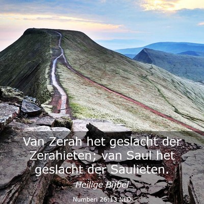 Picture 03 - Numberi 26:13 NLD - Van Zerah het geslacht der Zerahieten; van Saul - Bible Verse Picture