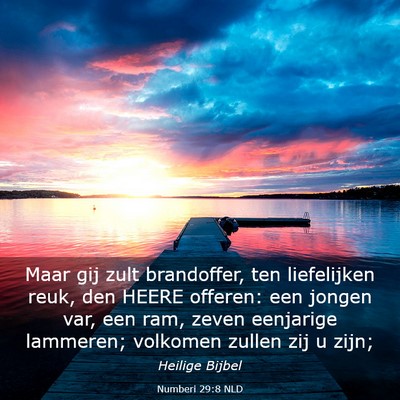 Picture 03 - Numberi 29:8 NLD - Maar gij zult brandoffer, ten liefelijken reuk, - Bible Verse Picture