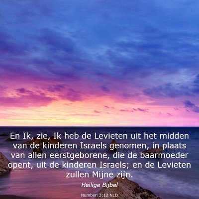 Picture 03 - Numberi 3:12 NLD - En Ik, zie, Ik heb de Levieten uit het midden van - Bible Verse Picture