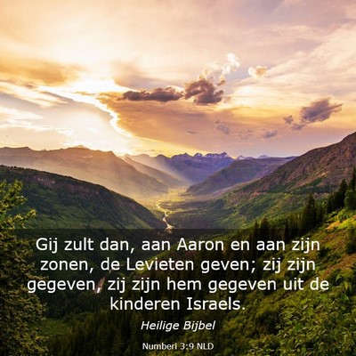 Picture 03 - Numberi 3:9 NLD - Gij zult dan, aan Aaron en aan zijn zonen, de - Bible Verse Picture