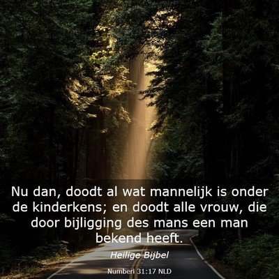 Picture 03 - Numberi 31:17 NLD - Nu dan, doodt al wat mannelijk is onder de - Bible Verse Picture