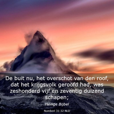 Picture 03 - Numberi 31:32 NLD - De buit nu, het overschot van den roof, dat het - Bible Verse Picture