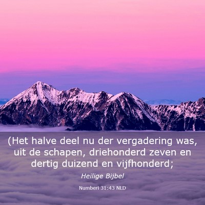 Picture 03 - Numberi 31:43 NLD - (Het halve deel nu der vergadering was, uit de - Bible Verse Picture