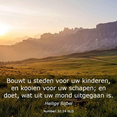 Picture 03 - Numberi 32:24 NLD - Bouwt u steden voor uw kinderen, en kooien voor - Bible Verse Picture