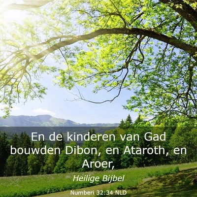 Picture 03 - Numberi 32:34 NLD - En de kinderen van Gad bouwden Dibon, en Ataroth, - Bible Verse Picture