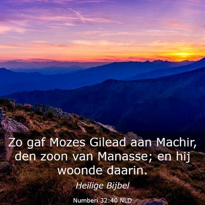 Picture 03 - Numberi 32:40 NLD - Zo gaf Mozes Gilead aan Machir, den zoon van - Bible Verse Picture