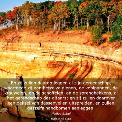 Picture 03 - Numberi 4:14 NLD - En zij zullen daarop leggen al zijn gereedschap, - Bible Verse Picture