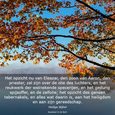 Picture 03 - Numberi 4:16 NLD - Het opzicht nu van Eleazar, den zoon van Aaron, - Bible Verse Picture