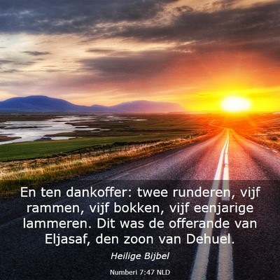 Picture 03 - Numberi 7:47 NLD - En ten dankoffer: twee runderen, vijf rammen, - Bible Verse Picture