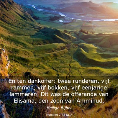 Picture 03 - Numberi 7:53 NLD - En ten dankoffer: twee runderen, vijf rammen, - Bible Verse Picture
