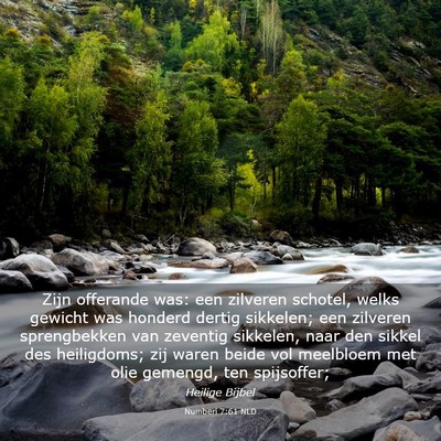 Picture 03 - Numberi 7:61 NLD - Zijn offerande was: een zilveren schotel, welks - Bible Verse Picture