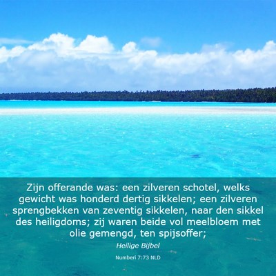 Picture 03 - Numberi 7:73 NLD - Zijn offerande was: een zilveren schotel, welks - Bible Verse Picture