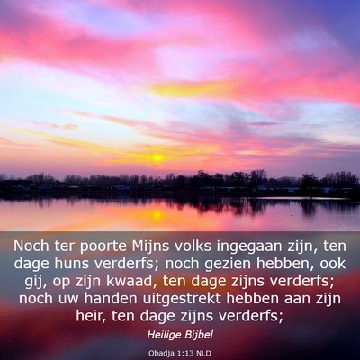 Picture 03 - Obadja 1:13 NLD - Noch ter poorte Mijns volks ingegaan zijn, ten - Bible Verse Picture