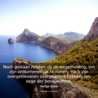 Picture 03 - Obadja 1:14 NLD - Noch gestaan hebben op de wegscheiding, om zijn - Bible Verse Picture
