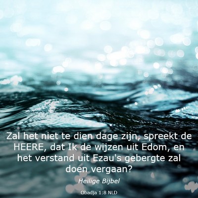 Picture 03 - Obadja 1:8 NLD - Zal het niet te dien dage zijn, spreekt de HEERE, - Bible Verse Picture