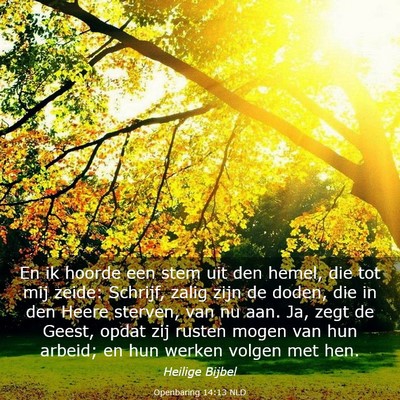 Picture 03 - Openbaring 14:13 NLD - En ik hoorde een stem uit den hemel, die tot mij - Bible Verse Picture
