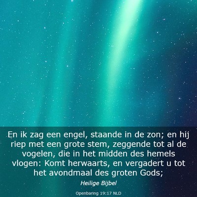 Picture 03 - Openbaring 19:17 NLD - En ik zag een engel, staande in de zon; en hij - Bible Verse Picture