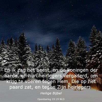 Picture 03 - Openbaring 19:19 NLD - En ik zag het beest, en de koningen der aarde, en - Bible Verse Picture