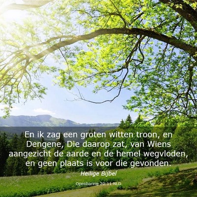 Picture 03 - Openbaring 20:11 NLD - En ik zag een groten witten troon, en Dengene, - Bible Verse Picture