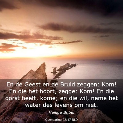 Picture 03 - Openbaring 22:17 NLD - En de Geest en de Bruid zeggen: Kom! En die het - Bible Verse Picture
