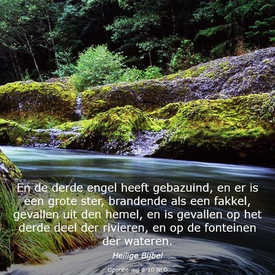 Picture 03 - Openbaring 8:10 NLD - En de derde engel heeft gebazuind, en er is een - Bible Verse Picture