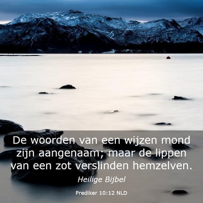 Picture 03 - Prediker 10:12 NLD - De woorden van een wijzen mond zijn aangenaam; - Bible Verse Picture