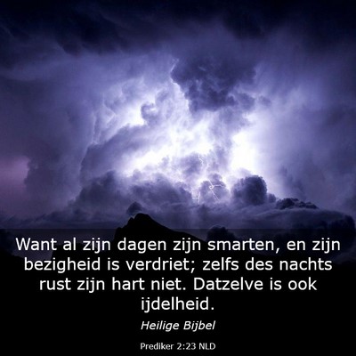 Picture 03 - Prediker 2:23 NLD - Want al zijn dagen zijn smarten, en zijn - Bible Verse Picture