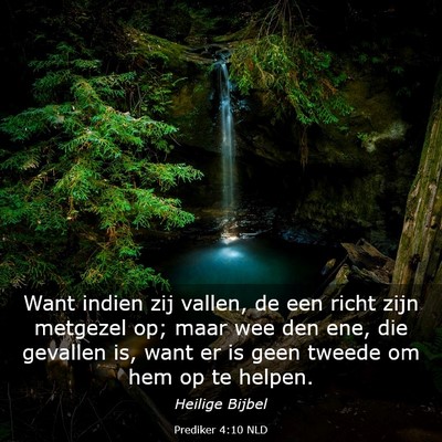 Picture 03 - Prediker 4:10 NLD - Want indien zij vallen, de een richt zijn - Bible Verse Picture