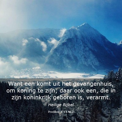Picture 03 - Prediker 4:14 NLD - Want een komt uit het gevangenhuis, om koning te - Bible Verse Picture