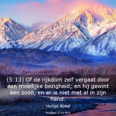 Picture 03 - Prediker 5:14 NLD - (5:13) Of de rijkdom zelf vergaat door een - Bible Verse Picture