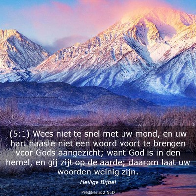 Picture 03 - Prediker 5:2 NLD - (5:1) Wees niet te snel met uw mond, en uw hart - Bible Verse Picture
