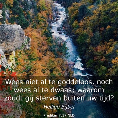 Picture 03 - Prediker 7:17 NLD - Wees niet al te goddeloos, noch wees al te dwaas; - Bible Verse Picture