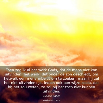Picture 03 - Prediker 8:17 NLD - Toen zag ik al het werk Gods, dat de mens niet - Bible Verse Picture