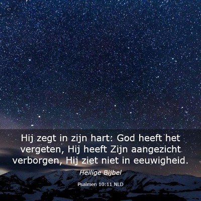 Picture 03 - Psalmen 10:11 NLD - Hij zegt in zijn hart: God heeft het vergeten, - Bible Verse Picture