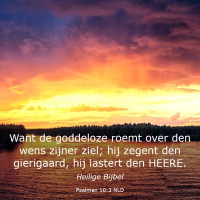 Picture 03 - Psalmen 10:3 NLD - Want de goddeloze roemt over den wens zijner - Bible Verse Picture