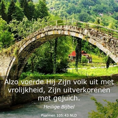 Picture 03 - Psalmen 105:43 NLD - Alzo voerde Hij Zijn volk uit met vrolijkheid, - Bible Verse Picture