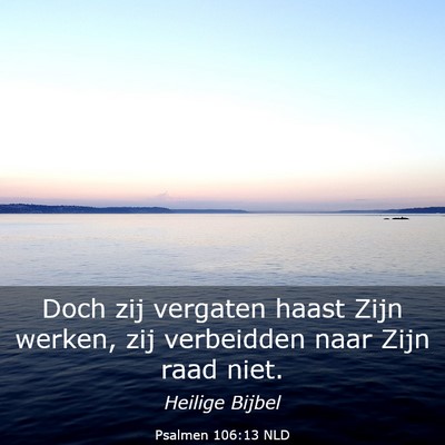 Picture 03 - Psalmen 106:13 NLD - Doch zij vergaten haast Zijn werken, zij - Bible Verse Picture